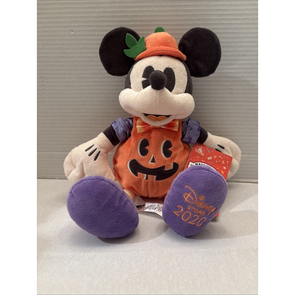 2020 Disney Store Halloween Orange Pumpkin Mickey Mouse 15" Plush NWT